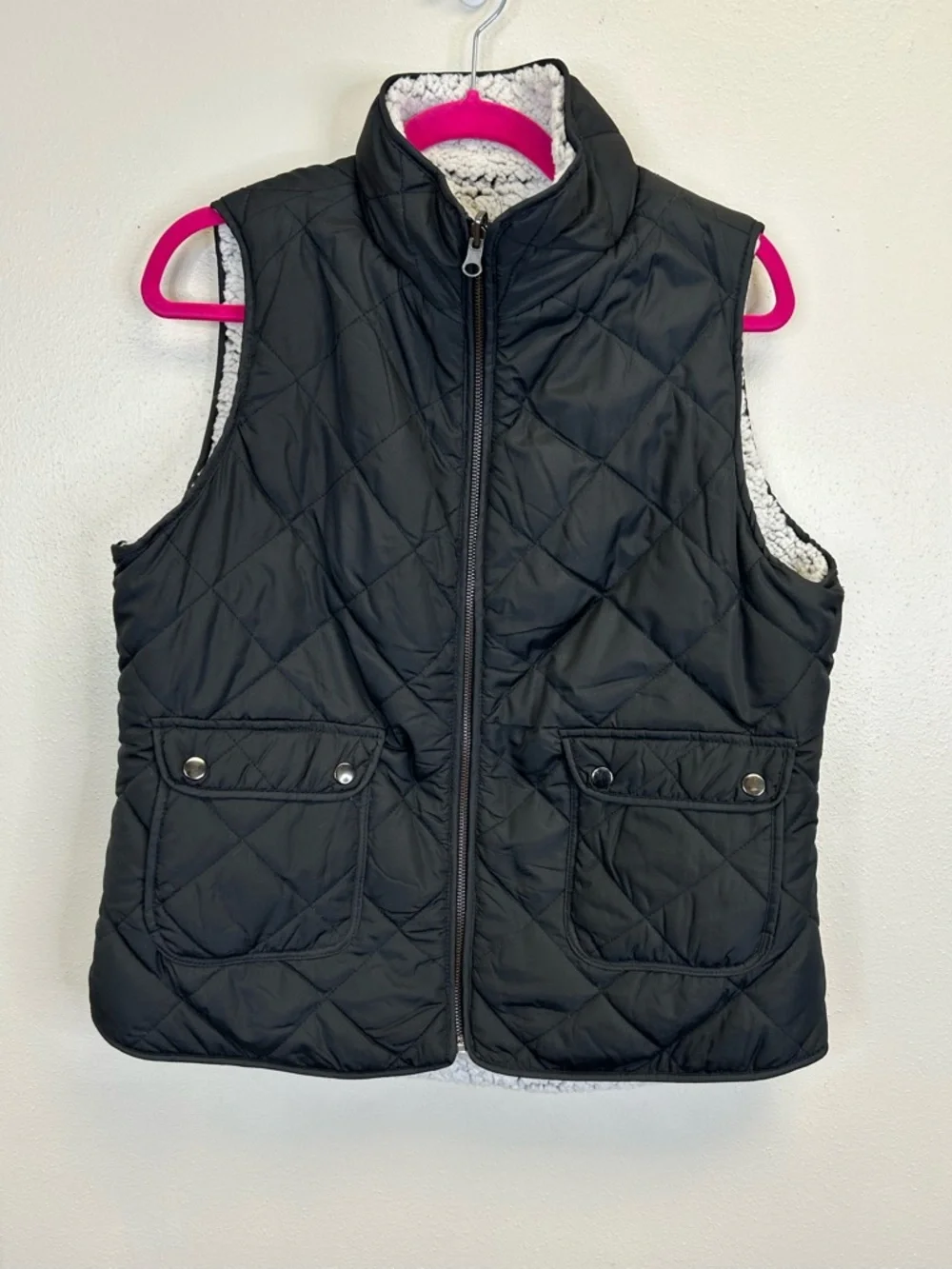Gorpcore‎ Outdoor Quilted Vest Sherpa Size L Granola Girl Camping Hiking Warm